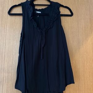 PAIGE Black Sleeveless Ruffle Blouse